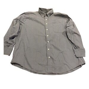Kenneth Cole Reaction Mens XL Blue Windowpane Check Non-Iron Button Down Shirt